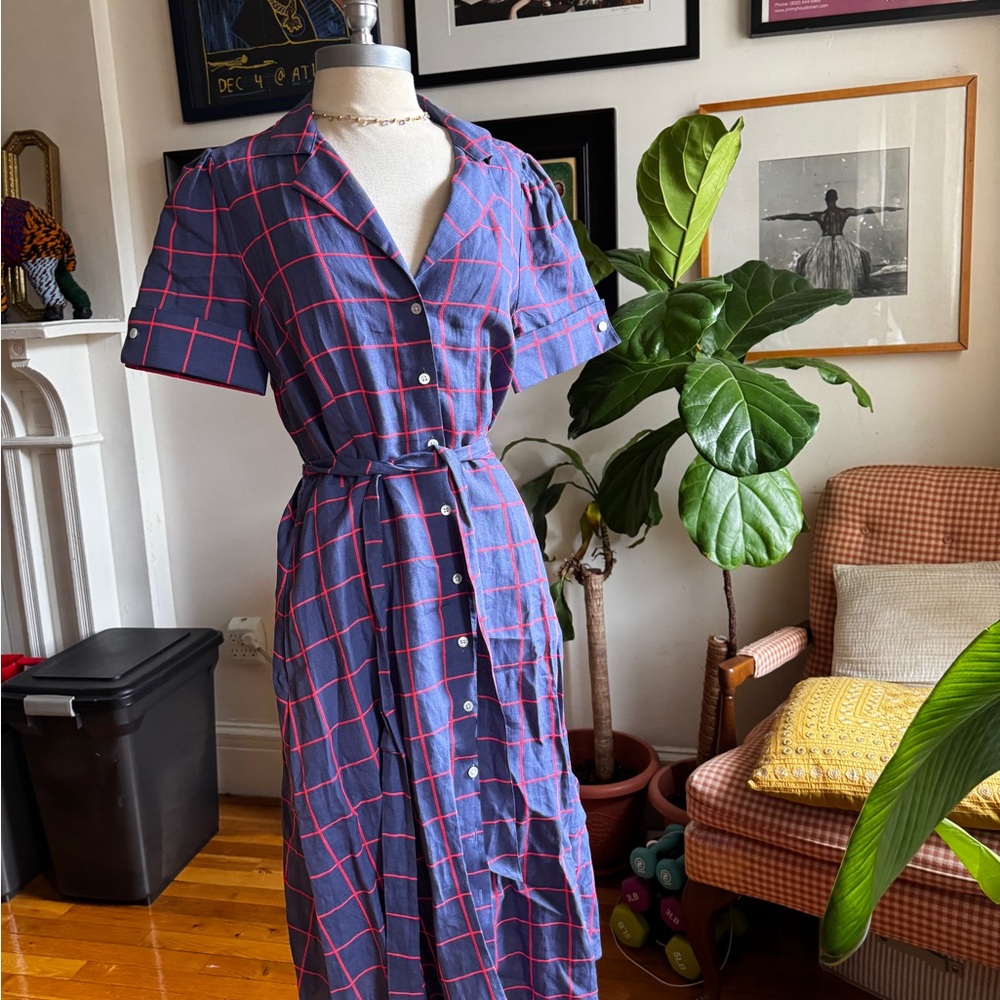Brooks Brothers Navy and Red Plaid Dress - Picture 2 of 8